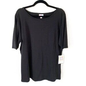 LuLaRoe Gigi Top 3XL Bodycon Fitted Solid Black Shirt Blouse